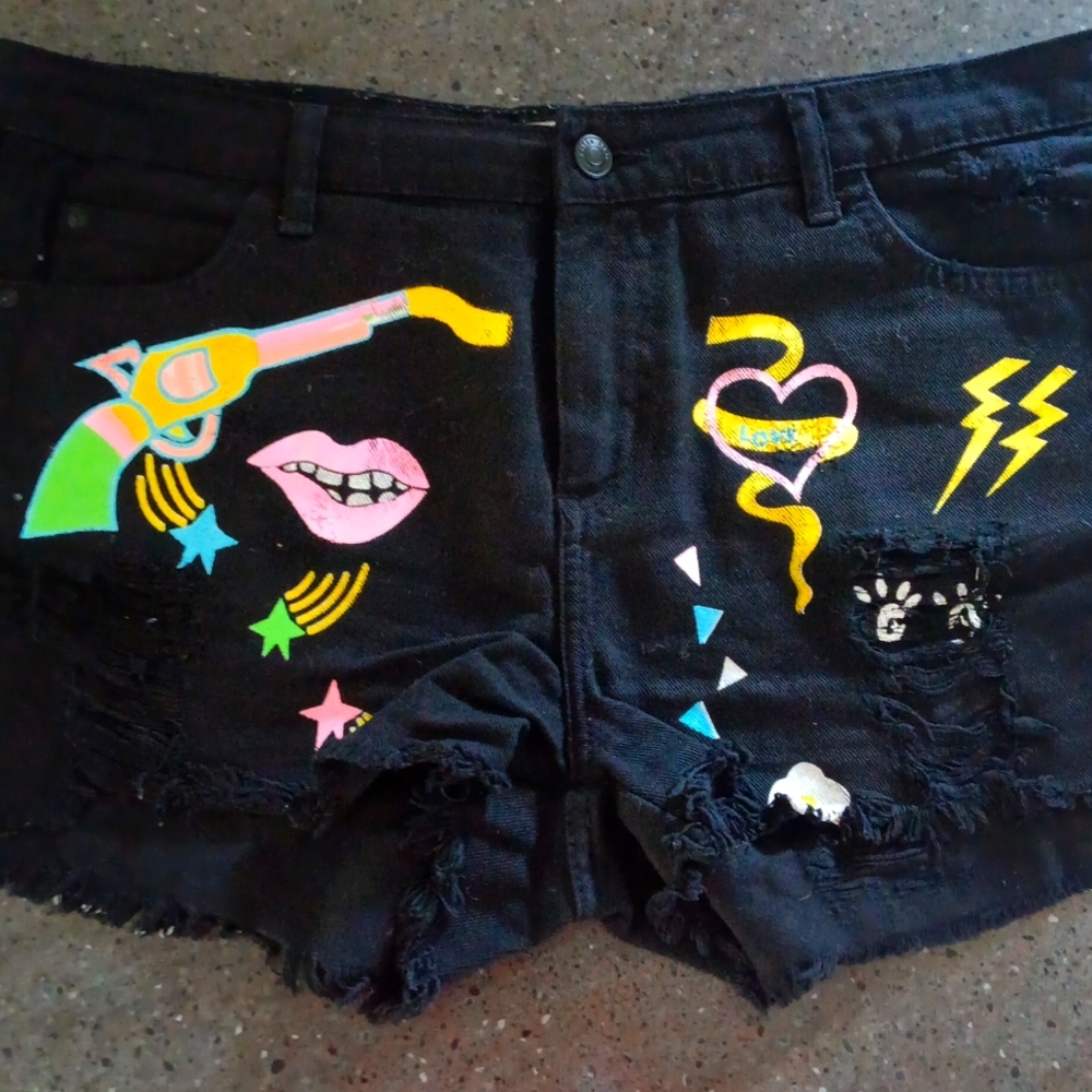 Foster designed collection black denim shorts